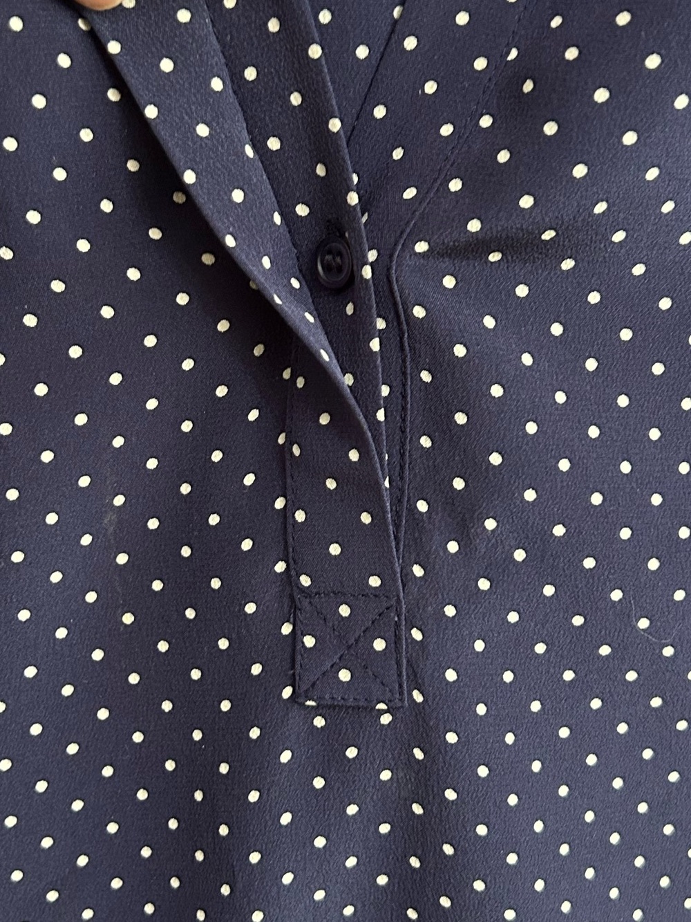 Joie Polka Dot Silk Blouse Navy Blue White V-Neck Long Sleeve Size Small - Picture 6 of 10